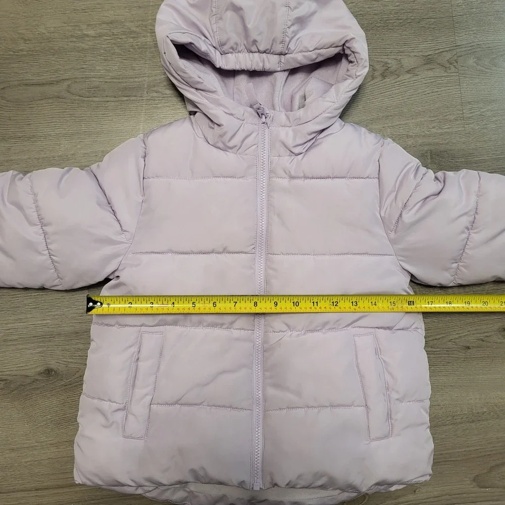 Kids Swiss Tech Puffer Jacket Light Lavender Hooded Zip Up Girls sz‎ M 7-8 Years
